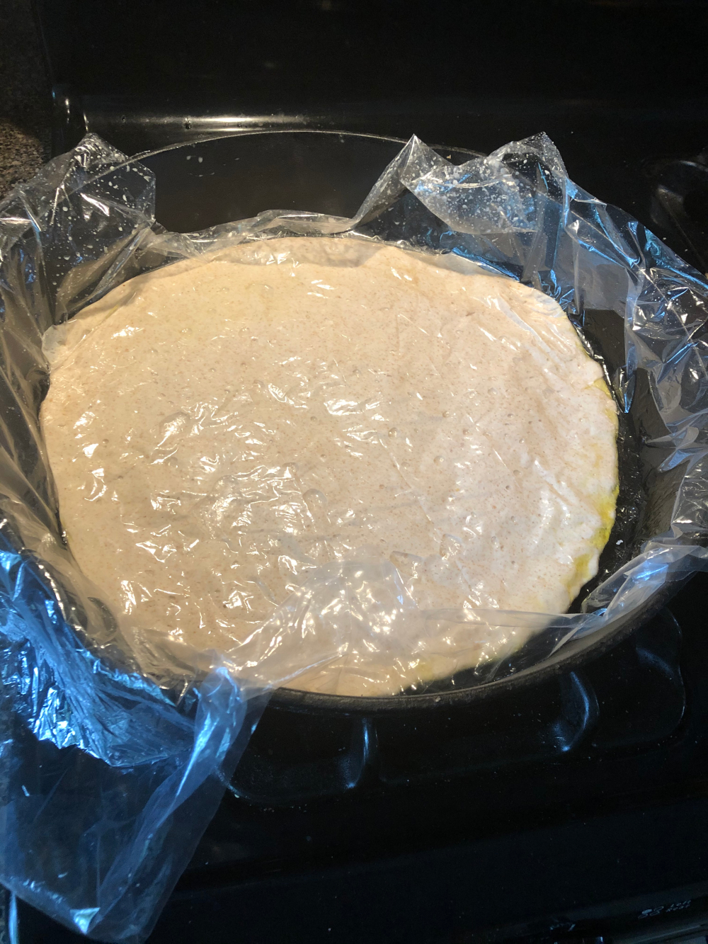 Step 1, Dough covered in pan